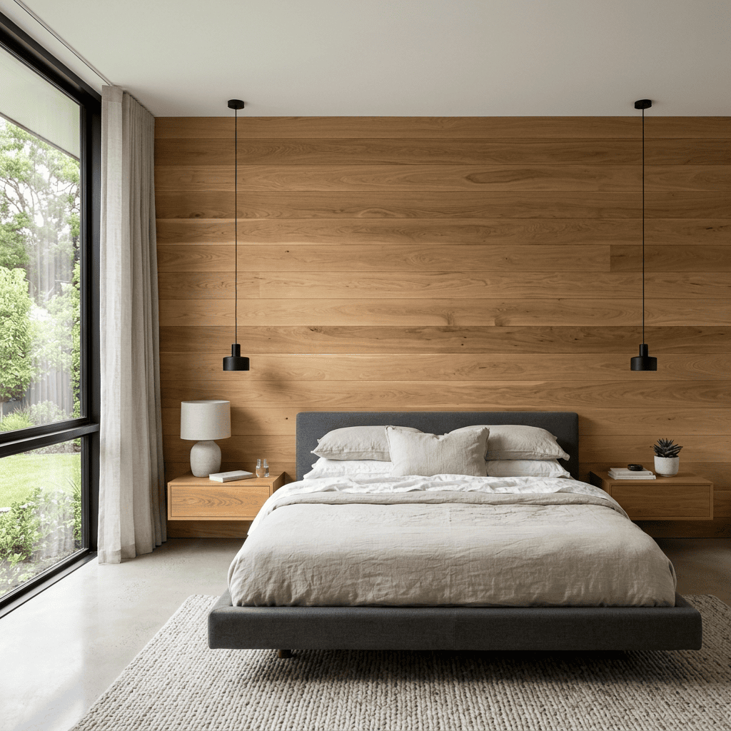 Vertical French Oak Wall Lining – Bedroom