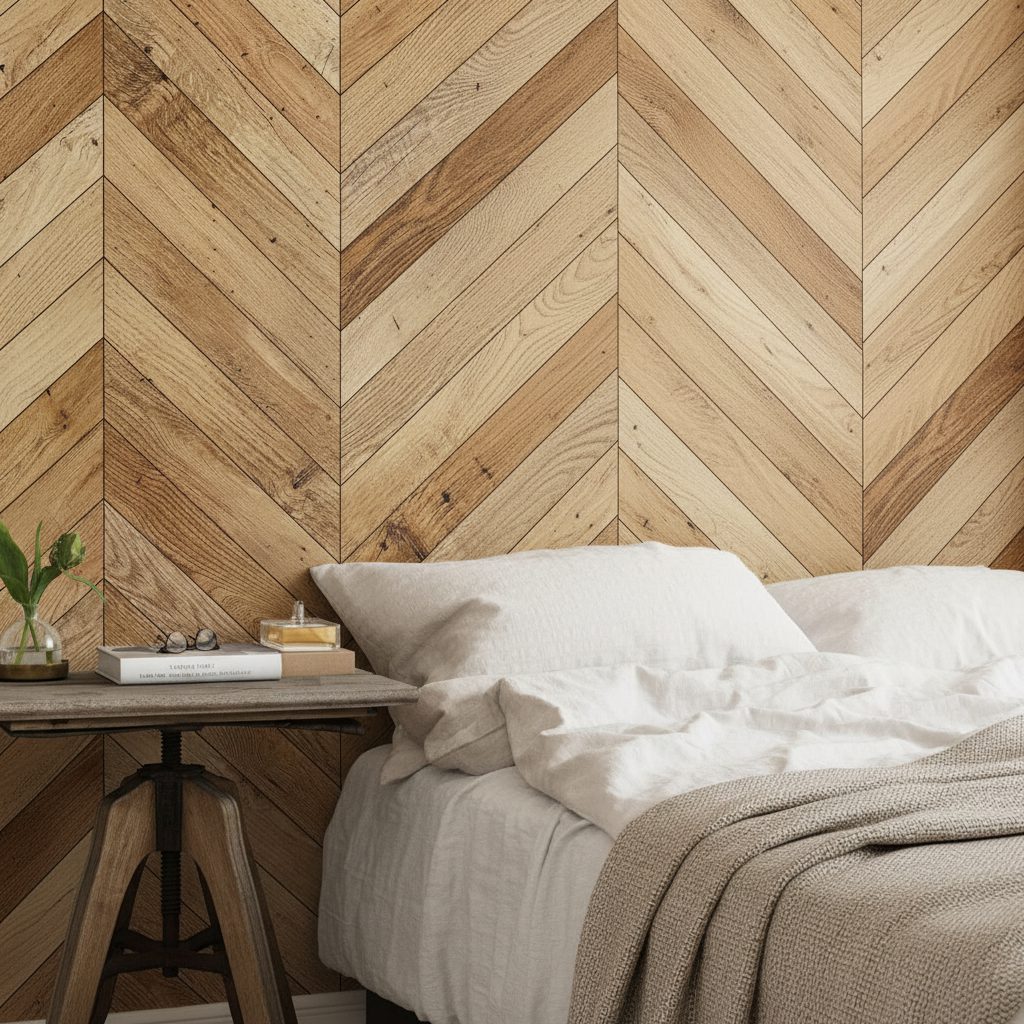 French Oak chevron parquetry feature wall