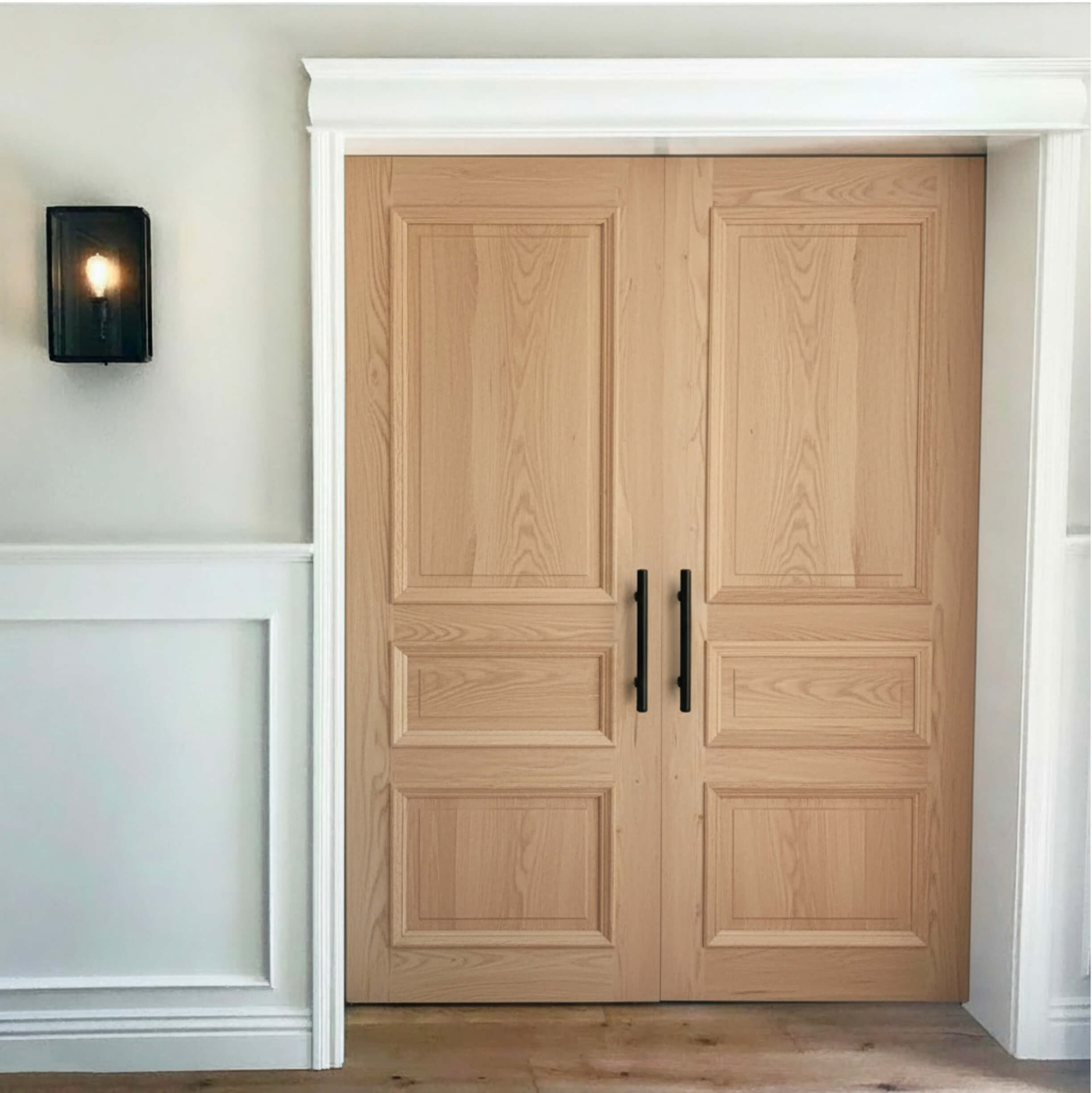 Custom solid French Oak double entrance doors