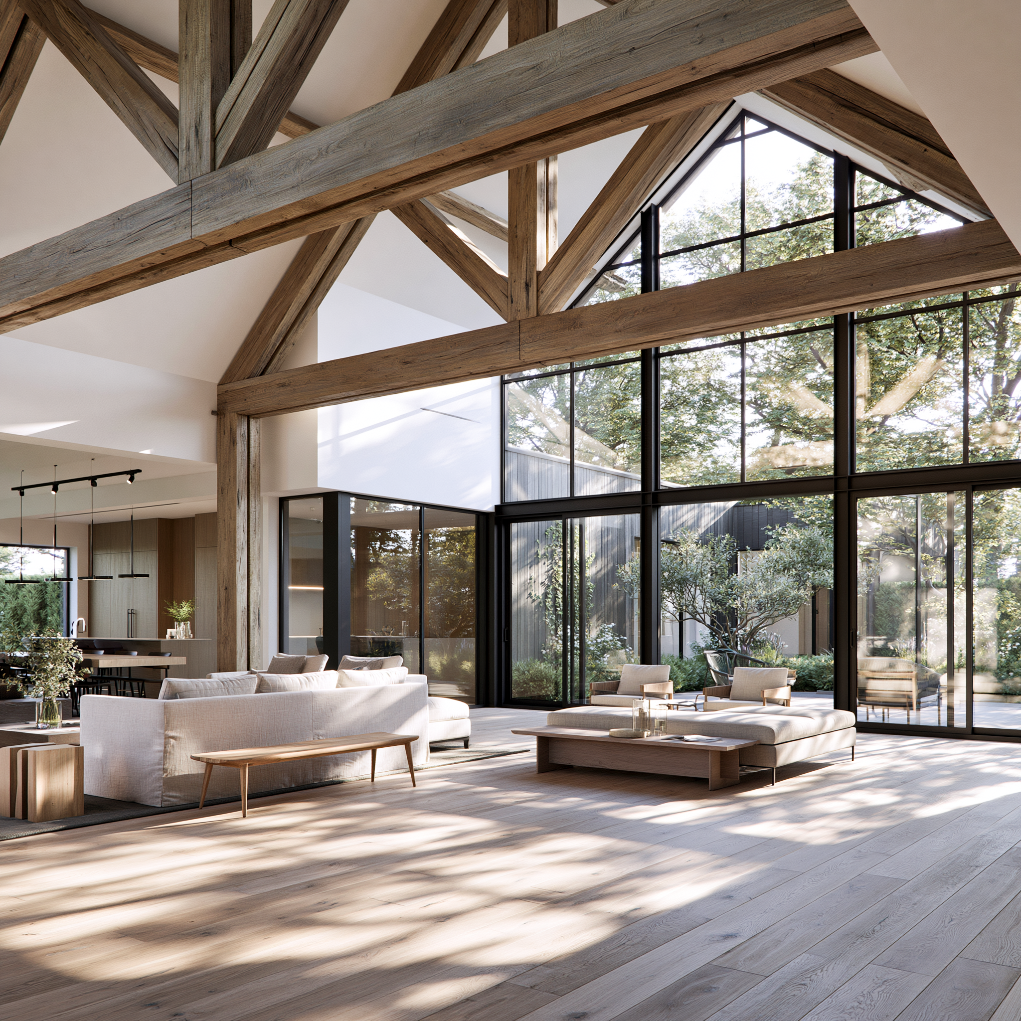 Wide plank French Oak flooring in architectural interior