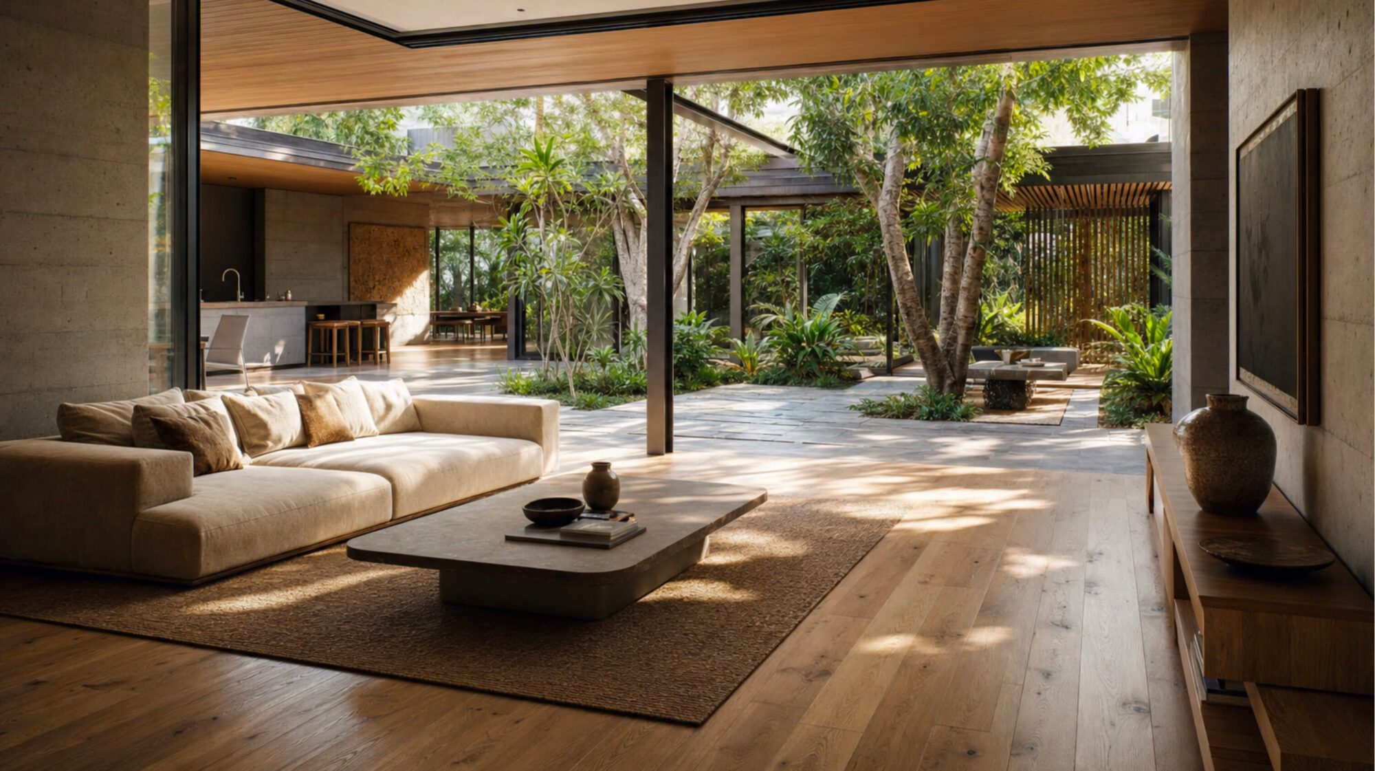 Wide plank French Oak flooring in contemporary interior